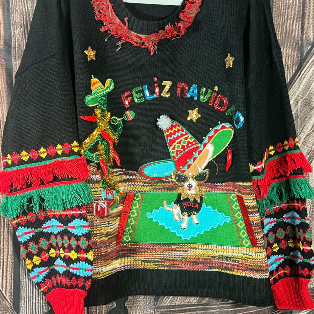 Chihuahua sweater, Dog sweater, Christmas sweater, Feliz Navidad XL 16-18